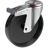 Liv zakretni kotač za transportna kolica s kočnicom (Promjer kotačića: 80 mm, Nosivost: 125 kg, Valjkasti ležaj)