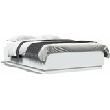 vidaXL Posteljni okvir z LED lučkami bel 160x200 cm inženirski les Cene