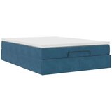 vidaXL Otomanska postelja z vzmetnico temno modra 140x190cm žamet | Shoptok.si
