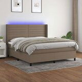  Box spring s madracem LED smeđesivi 180x200 cm tkanina | shoptok.hr