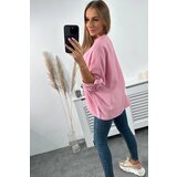 Kesi Cotton blouse with rolled up sleeves in light pink color Cene