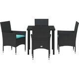  Set stola i stolica s jastukom 5 pcs Crna PE ratan | shoptok.hr
