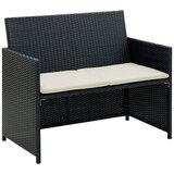 Maison Chic Vrtni kavč - Zunanji kavč dvosed z blazinami črn poli ratan, (22041721) | Shoptok.si