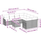 vidaXL 9-delni vrtni kavč s blazinami Črn Poli ratan, 2-sedežni vrtni kavč s shranjevanjem in blazinami Črn Poli ratan | Shoptok.si