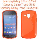  Gumijasti / gel etui S-Line za Samsung Galaxy S Duos S7562 / Samsung Galaxy Trend S7560 - oranžni Cene