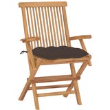 Maison Chic Vrtni stoli - Stol za vrt s taupe blazinami 2 kosa trdna tikovina JS2048, (21876927) | Shoptok.si