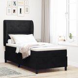 vidaXL Box Spring Postelja z Blazino Črna 100x200 cm Žamet | Shoptok.si