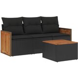  The Living Store Vrtna sedežna garnitura 4-delna z blazinami črna poli ratan - Vrtna Sedežna Garniture, (21453143) | Shoptok.si