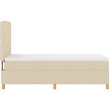  Postelja s škatlastim dnom z ležiščem & LED Krem 100x200 cm Tkanina, (22083105) | Shoptok.si