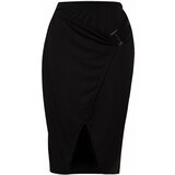 Trendyol Curve Black Plain Basic Crepe Knitted Plus Size Skirt Cene
