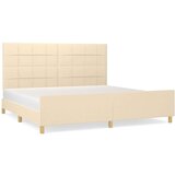  Posteljni okvir z vzglavjem krem 200x200 cm blago, (20907261) | Shoptok.si