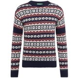 United Colors Of Benetton Pulover mornarska / temno rdeča / bela | Shoptok.si