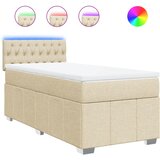  Okvir kreveta s oprugama i madrac krem 80x200 cm od tkanine | shoptok.hr