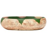 Nadgradni umivaonik zeleno-smeđi ovalni 59x40x15 cm keramički | shoptok.hr