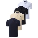 Dewberry QUAD SET T8561 MENS T-SHIRT-BLACK-WHITE-NAVY BLUE-BEIGE Cijene