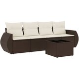  5-dijelni set vrtnih sofa s jastucima poliratan smeđi | Eponuda.ba