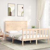 vidaXL Posteljni okvir z vzglavjem 140x200 cm trden les | Shoptok.si