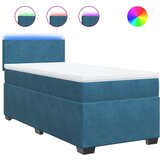 vidaXL Box spring postelja z vzmetnico modra 90x200 cm žamet, (21307011) Cene