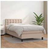  Box spring postelja z vzmetnico kapučino 100x200cm umetno usnje | Shoptok.si