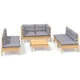  Vrtna sedežna garnitura 7-delna s sivimi blazinami borovina, (20975059) | Shoptok.si