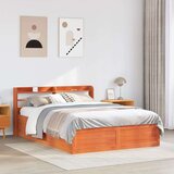 vidaXL Okvir kreveta s uzglavljem voštano smeđi 150x200 cm od borovine | shoptok.hr