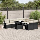  10-dijelni set vrtnih sofa s jastucima crni od poliratana Crna 100 x 55 x 73 cm | Shoptok.si