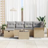  7-dijelni vrtni kauč set s jastučićima Bež poli ratan | shoptok.hr