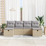 vidaXL 6 Dijelni Vrtni Sofe Set s Jastučićima Bež Poli Ratan | shoptok.hr