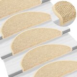 vidaXL Samolepilne preproge za stopnice sisal 15 kosov 65x25 cm bež | Shoptok.si