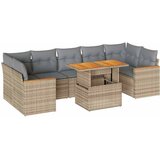 Maison Chic Seti vrtnega pohištva - Vrtna garnitura - Vrtni pohištvo set z blazinami 8-delna bež ratan/akacija, (21805638) | Shoptok.si