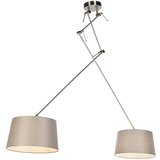 QAZQA Viseča svetilka s platnenimi senčili taupe 35 cm - Blitz II jeklo Cene