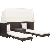 Maison Chic Raztegljiv kavč - Raztegljivi divan z ležiščem trosed s streho poli ratan rjav, (21729318) Cene