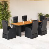 vidaXL 7-dijelni vrtni blagovaonski set s jastucima crni od poliratana | shoptok.hr