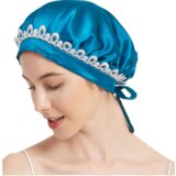 INF Nastavljiva svilena spalna kapa s čipkasto obrobo Blue, (21538015) Cene
