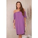 Kesi Dress with a longer back and ties on the sleeves plum cene