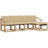 vidaXL Zunanja garnitura za sedenje z blazino 5 pcs Bela in bež, (5000281050) | Shoptok.si