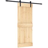 Klizna vrata Prirodna i crna 80 x 210 cm Čvrsta borovina | shoptok.hr