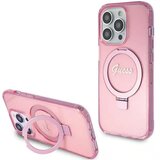  Originalna GUESS Hardcase GUHMP15XHRSGSP torbica za iPhone 15 Pro Max (Magsafe / Glitter Script Logo / stalak za prsten / pink) | shoptok.hr