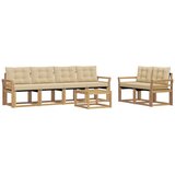 vidaXL Zunanja garnitura za sedenje z blazino 7 pcs Bela in bež, (5000269556) | Shoptok.si