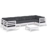 Maison Chic Seti vrtnega pohištva - Vrtna garnitura - Vrtni pohištvo set 8-delna z blazinami bela borovina, (21800077) | Shoptok.si