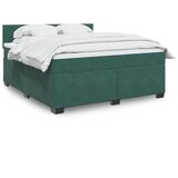 vidaXL Box spring postelja z vzmetnico temno zelena 180x200 cm žamet | Shoptok.si