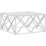 Maison Chic Klubska mizica - kavna mizica - Nizka mizica 80x80x40 cm nerjaveče jeklo in steklo, (21753801) Cene