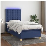  Box spring postelja z vzmetnico LED modra 100x200 cm blago | Shoptok.si