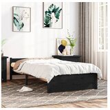  Posteljni okvir črn iz trdnega lesa 90x200 cm | Shoptok.si