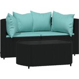 Maison Chic Seti vrtnega pohištva - Vrtna garnitura - Vrtni pohištvo set 3-delna z blazinami črn poli ratan, (21810008) | Shoptok.si
