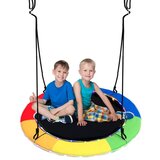  Gugalnik s krožnikom z LED gugalnikom s premerom 100 cm za otroke in odrasle v mavrični barvi | Shoptok.si
