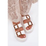 Boto Eco Leather Women's Platform Sandals With Buckles White Xanivia | Shoptok.si