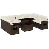  10-dijelni set vrtnih sofa od poliratana s jastucima smeđi | shoptok.hr