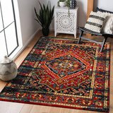 Lesnina-XXXL vintage preproga 160/230 cm tkano rdeča, črna | Shoptok.si