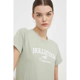Hollister Co. Bombažna kratka majica ženski, zelena barva